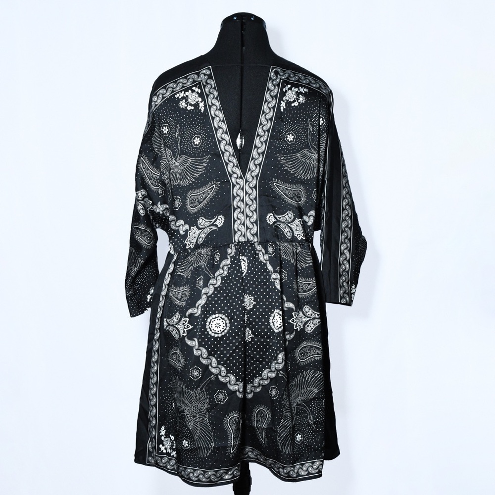 Sandro Paisley Cranes Kimono Bandana Dress